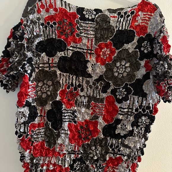 F.C Women's Designer Stretch Short-Sleeve Floral Blouse Top size x large - Picture 3 of 7
